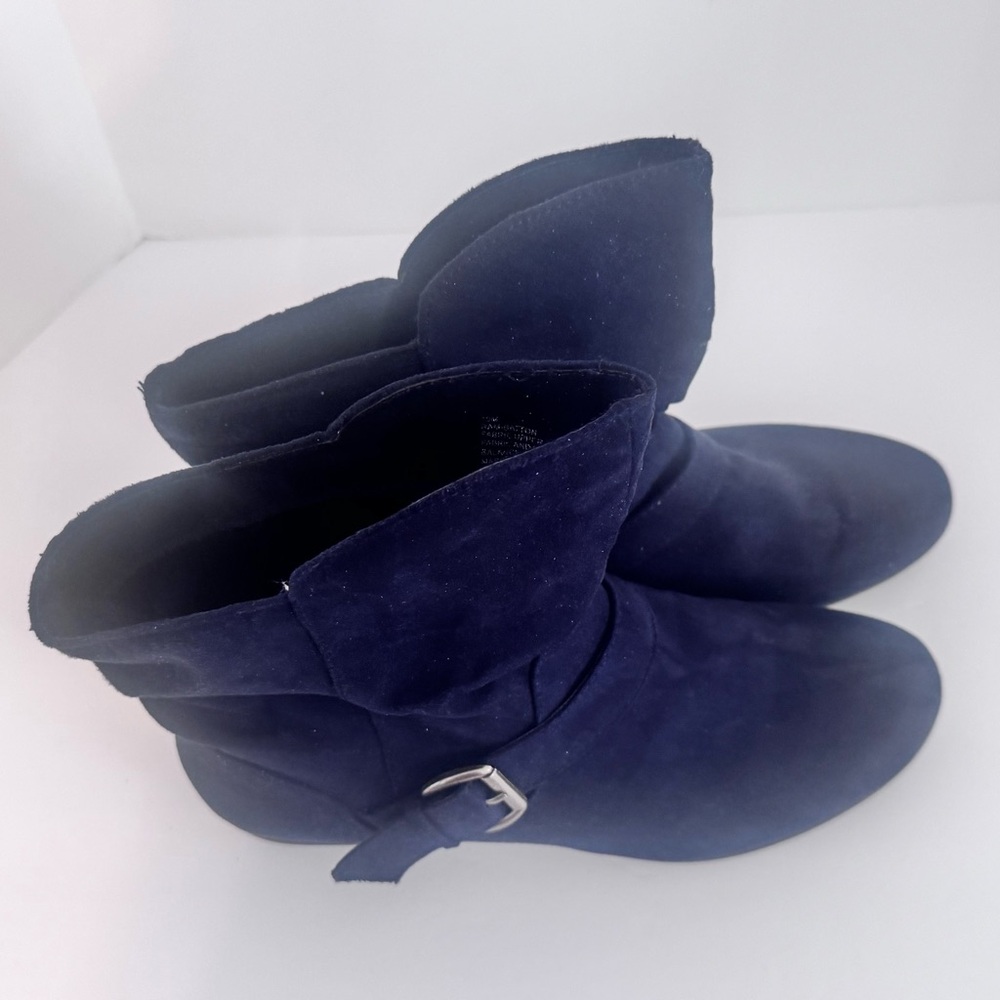 Rampage Women's Navy Micro Ram-Batton Ankle Booties Buckle on Side Size 10 Mediu
